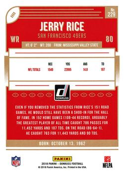 2018 Donruss - Jersey Number #229 Jerry Rice Back