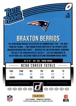 2018 Donruss - Jersey Number #342 Braxton Berrios Back