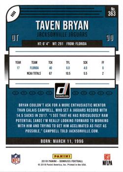 2018 Donruss - Jersey Number #363 Taven Bryan Back
