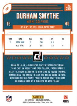 2018 Donruss - Press Proof Black #385 Durham Smythe Back