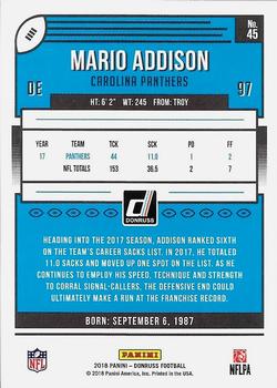 2018 Donruss - Press Proof Blue #45 Mario Addison Back