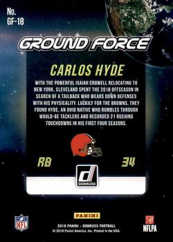 2018 Donruss - Ground Force #GF-18 Carlos Hyde Back