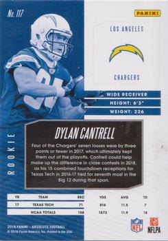 2018 Panini Absolute - Spectrum Blue #117 Dylan Cantrell Back