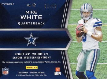 2018 Panini Spectra - Rising Rookie Materials Neon Blue #12 Mike White Back
