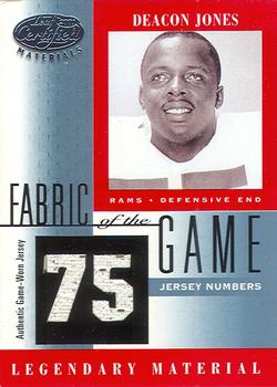 2001 Leaf Certified Materials - Fabric of the Game Platinum Blue #FG-9 Deacon Jones Front