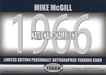 2003-09 TK Legacy Notre Dame Fighting Irish - National Championship Autographs #1966K Mike McGill Back