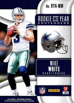 2018 Panini Contenders - Rookie of the Year Contenders #RYA-MW Mike White Back