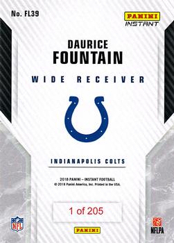 2018 Panini Instant NFL - Rookie Premiere First Look #FL39 Daurice Fountain Back