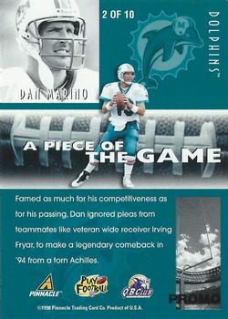 1998 Pinnacle A Piece of the Game Promos #2 Dan Marino Back