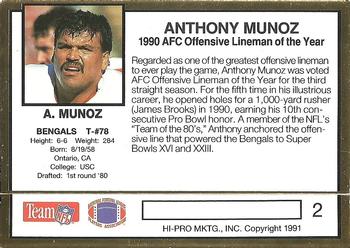 1991 Action Packed NFLPA/MDA Awards #2 Anthony Munoz Back