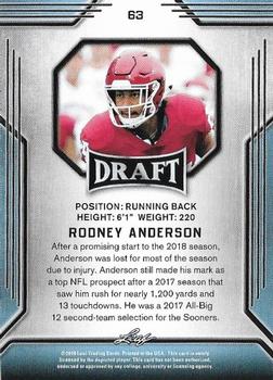 2019 Leaf Draft - Gold #63 Rodney Anderson Back