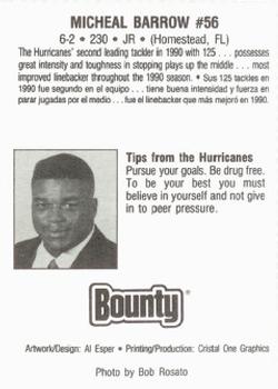 1991 Bounty Miami Hurricanes #NNO Micheal Barrow Back