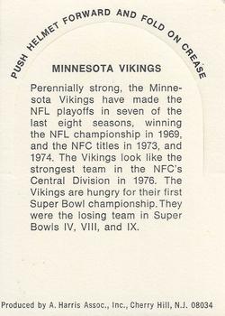 1976 Sunbeam NFL Stand-ups - No Sunbeam Logo #NNO Minnesota Vikings Back