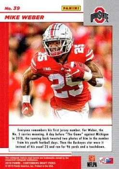 2019 Panini Contenders Draft Picks Collegiate - Game Day Ticket #39 Mike Weber Back