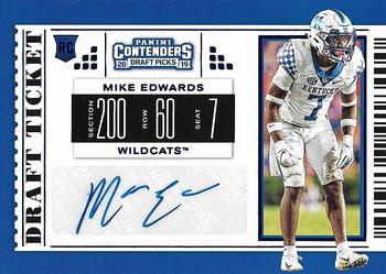 2019 Panini Contenders Draft Picks Collegiate - Draft Ticket Blue Foil #299 Mike Edwards Front