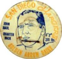 1962 Golden Arrow Dairy San Diego Chargers Caps #NNO John Hadl Front