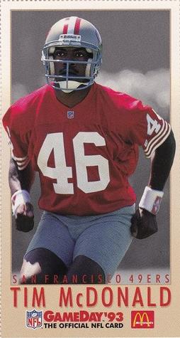 1993 GameDay McDonald's San Francisco 49ers #16 Tim McDonald Front