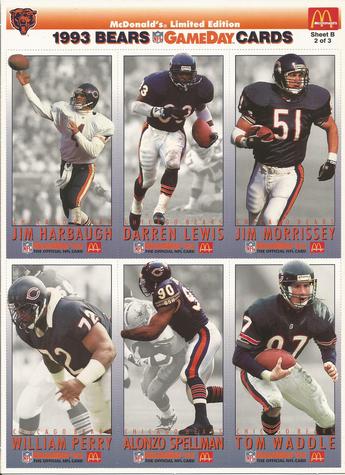 1993 GameDay McDonald's Chicago Bears - Full Panels #2 Jim Harbaugh / Darren Lewis / Jim Morrissey / William Perry / Alonzo Spellman / Tom Waddle Front