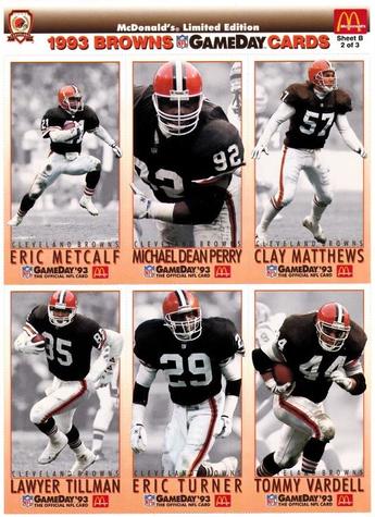 1993 GameDay McDonald's Cleveland Browns - Full Panels #2 Clay Matthews Jr. / Eric Metcalf / Michael Dean Perry / Lawyer Tillman / Eric Turner /Tommy Vardell Front