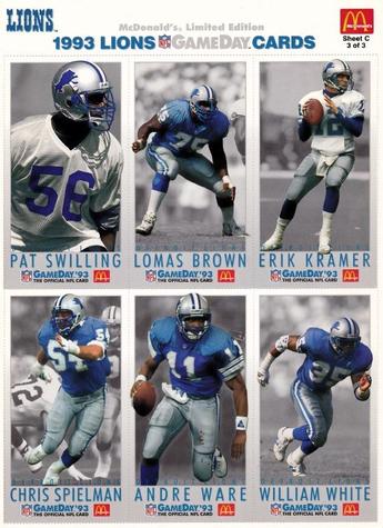 1993 GameDay McDonald's Detroit Lions - Full Panels #3 Lomas Brown / Erik Kramer / Chris Spielman / Pat Swilling / Andre Ware / William White Front