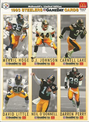 1993 GameDay McDonald's Pittsburgh Steelers - Full Panels #2 Merril Hoge / D.J. Johnson / Carnell Lake / David Little / Neil O'Donnell / Darren Perry Front