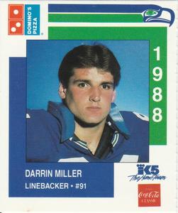 1988 Domino's Pizza Seattle Seahawks #42 Darrin Miller Front