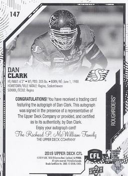 2019 Upper Deck CFL - Autographs #147 Dan Clark Back
