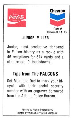 1981 Atlanta Falcons Police #NNO Junior Miller Back