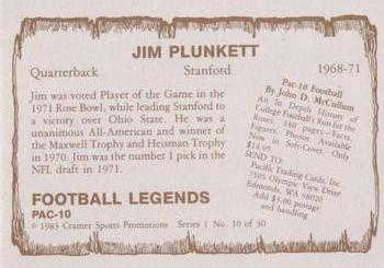 1983-84 Cramer Pac-10 Football Legends #10 Jim Plunkett Back