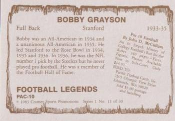 1983-84 Cramer Pac-10 Football Legends #11 Bobby Grayson Back