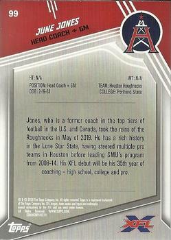 2020 Topps XFL #99 June Jones Back