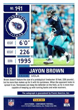 2019 Panini Contenders - Playoff Ticket #141 Jayon Brown Back