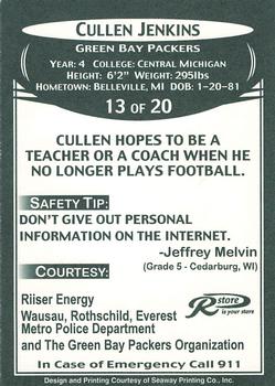 2007 Green Bay Packers Police - Riiser Energy, Wausau, Rothschild, Everest Metro Police Department #13 Cullen Jenkins Back