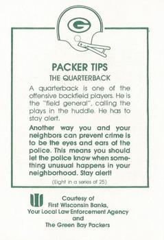 1984 Green Bay Packers Police - First Wisconsin Banks, Your Local Law Enforcement Agency #8 Lynn Dickey Back