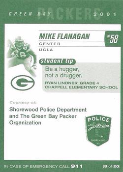 2001 Green Bay Packers Police - Shorewood Police Department #8 Mike Flanagan Back