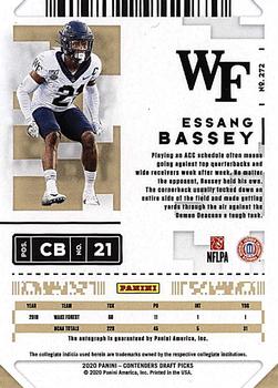 2020 Panini Contenders Draft Picks #272 Essang Bassey Back