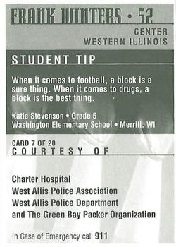 1997 Green Bay Packers Police - Charter Hospital, West Allis Police Association, West Allis Police Department #7 Frank Winters Back