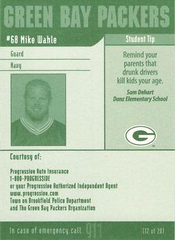 2002 Green Bay Packers Police - Brookfield Police Dept., Progressive Auto Insurance #12 Mike Wahle Back