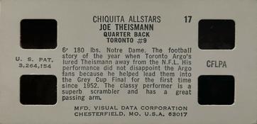 1971 Chiquita CFL All Stars #17 / 18 Joe Theismann / Jim Corrigall Front