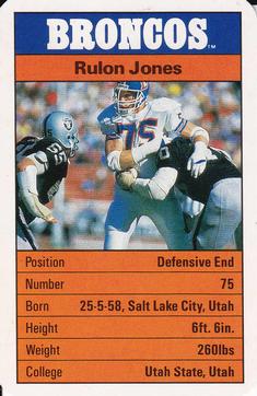 1987 Ace Fact Pack Denver Broncos #NNO Rulon Jones Front
