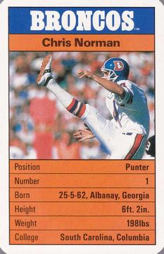 1987 Ace Fact Pack Denver Broncos #NNO Chris Norman Front