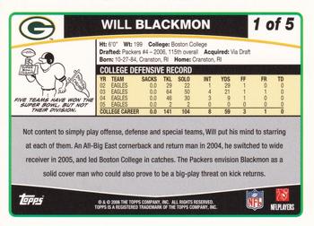 2006 Topps - Green Bay Packers #1 Will Blackmon Back