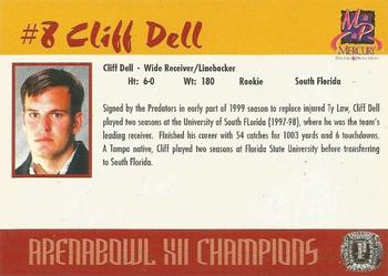 2000 Mercury Printers & Promotions Orlando Predators (AFL) #NNO Clif Dell Back