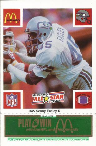 1986 McDonald's All-Star Team - Full Game Pieces: Week 4 Green Tab #NNO Kenny Easley Front