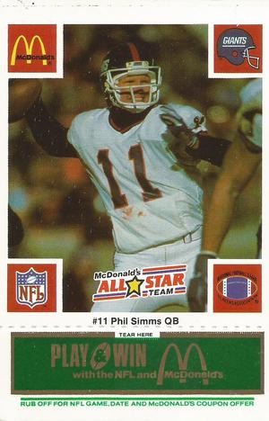 1986 McDonald's All-Star Team - Full Game Pieces: Week 4 Green Tab #NNO Phil Simms Front