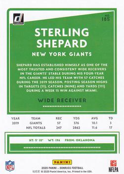 2020 Donruss #185 Sterling Shepard Back