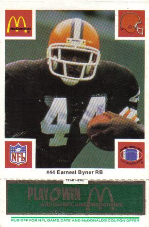 1986 McDonald's Cleveland Browns - Full Game Pieces - Week 4 Green Tab #NNO Earnest Byner Front