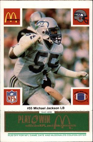 1986 McDonald's Seattle Seahawks - Full Game Pieces - Week 4 Green Tab #NNO Michael Jackson Front