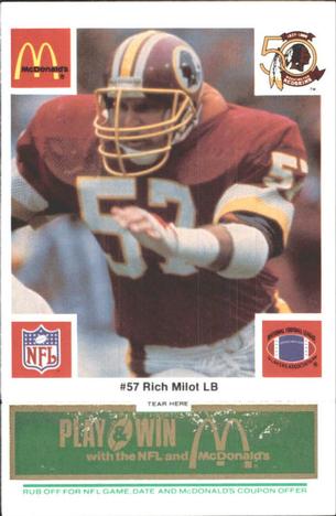 1986 McDonald's Washington Redskins - Full Game Pieces - Week 4 Green Tab #NNO Rich Milot Front
