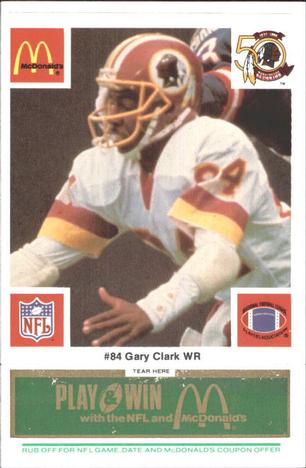 1986 McDonald's Washington Redskins - Full Game Pieces - Week 4 Green Tab #NNO Gary Clark Front